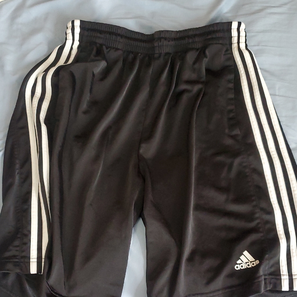 Adidas Black Shorts with White Accents